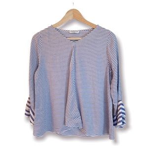 Giuseppa Collection Made in Italy Striped Top w/Metallic Bell Sleeves